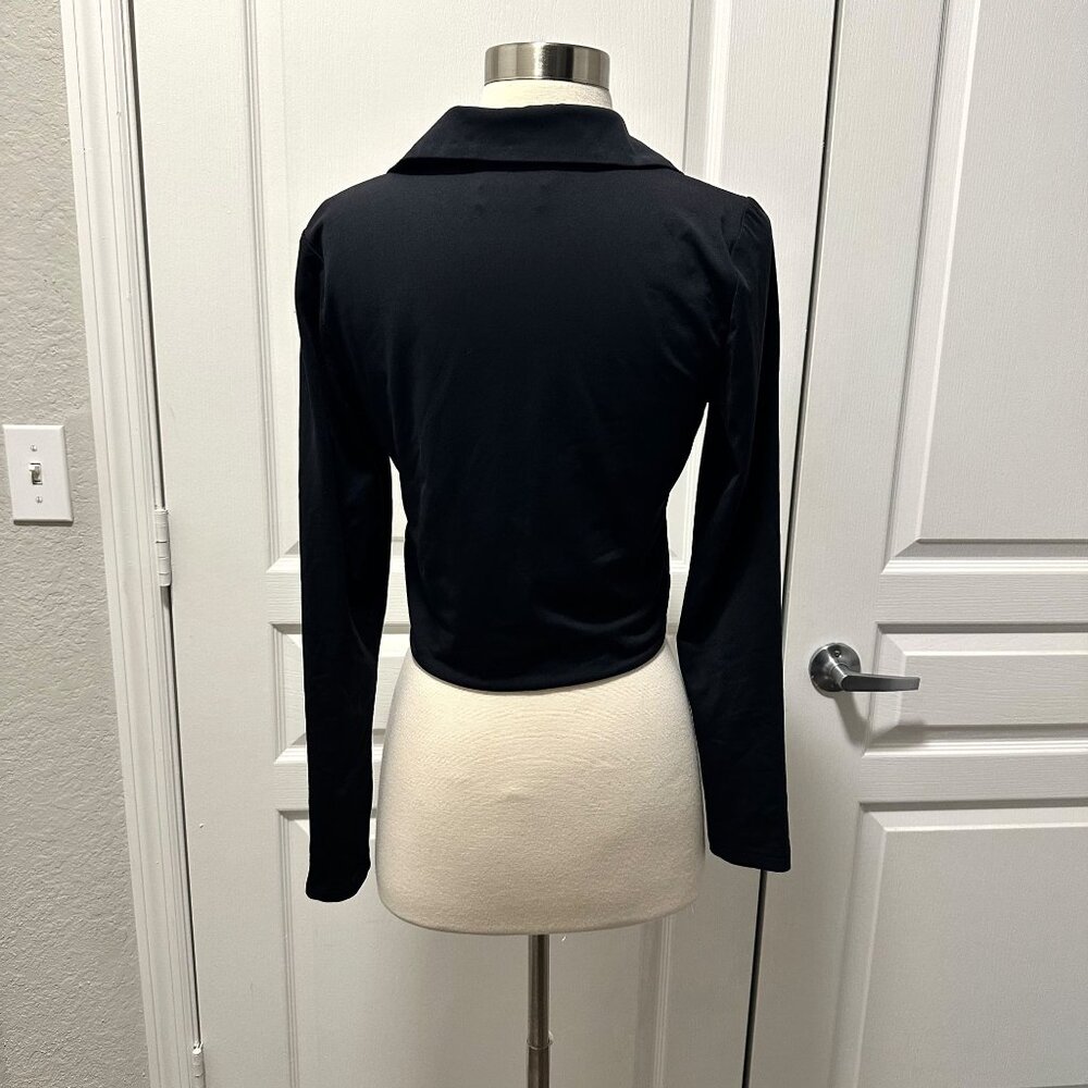 Aritzia Babaton Black Polo Long Sleeve Shirt - Picture 3 of 8